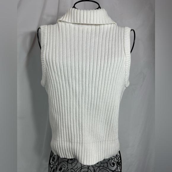 Von Saken white ribbed rhinestone zipper vest size S - Picture 6 of 9